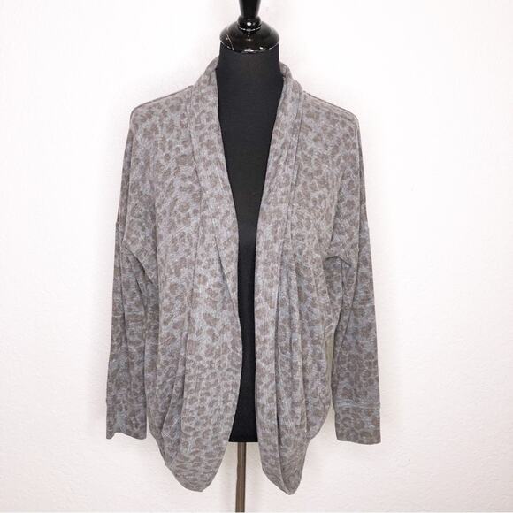 Sundry gray brown animal print open front cardigan size 1 or Small - Picture 1 of 15